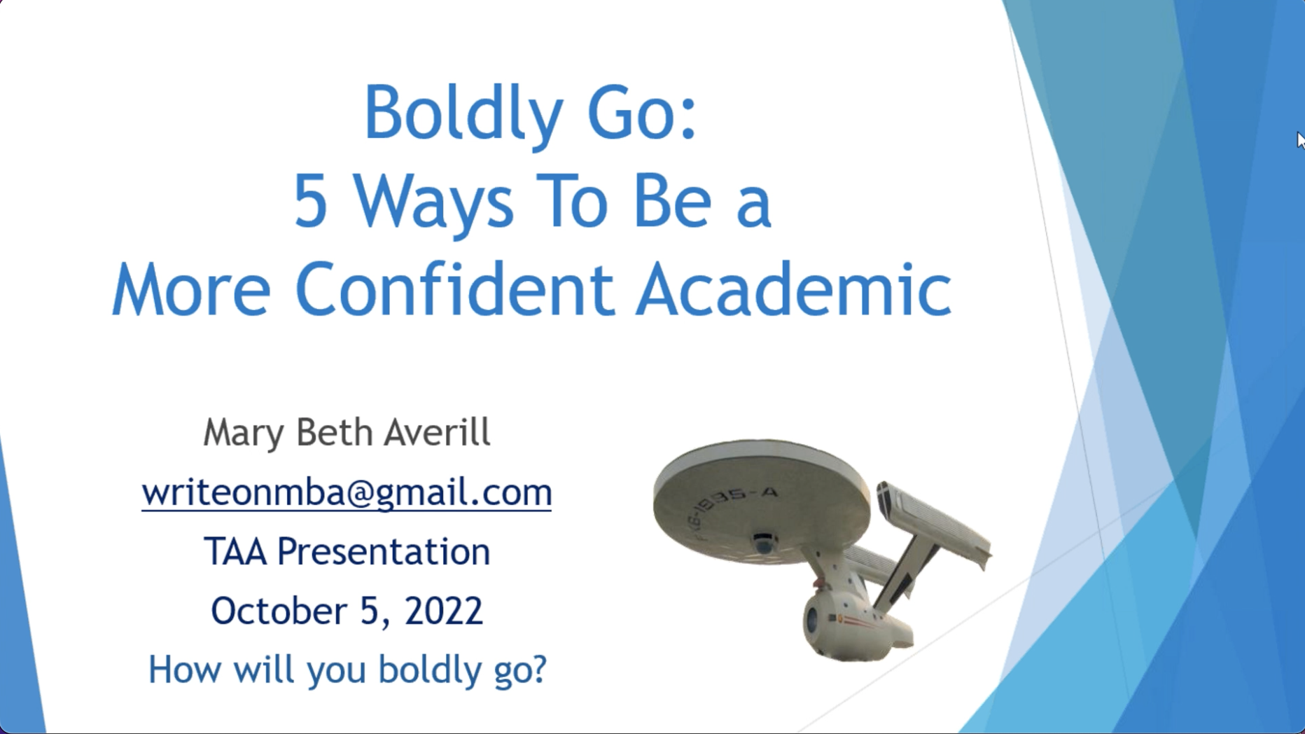 Boldly Go Webinar 